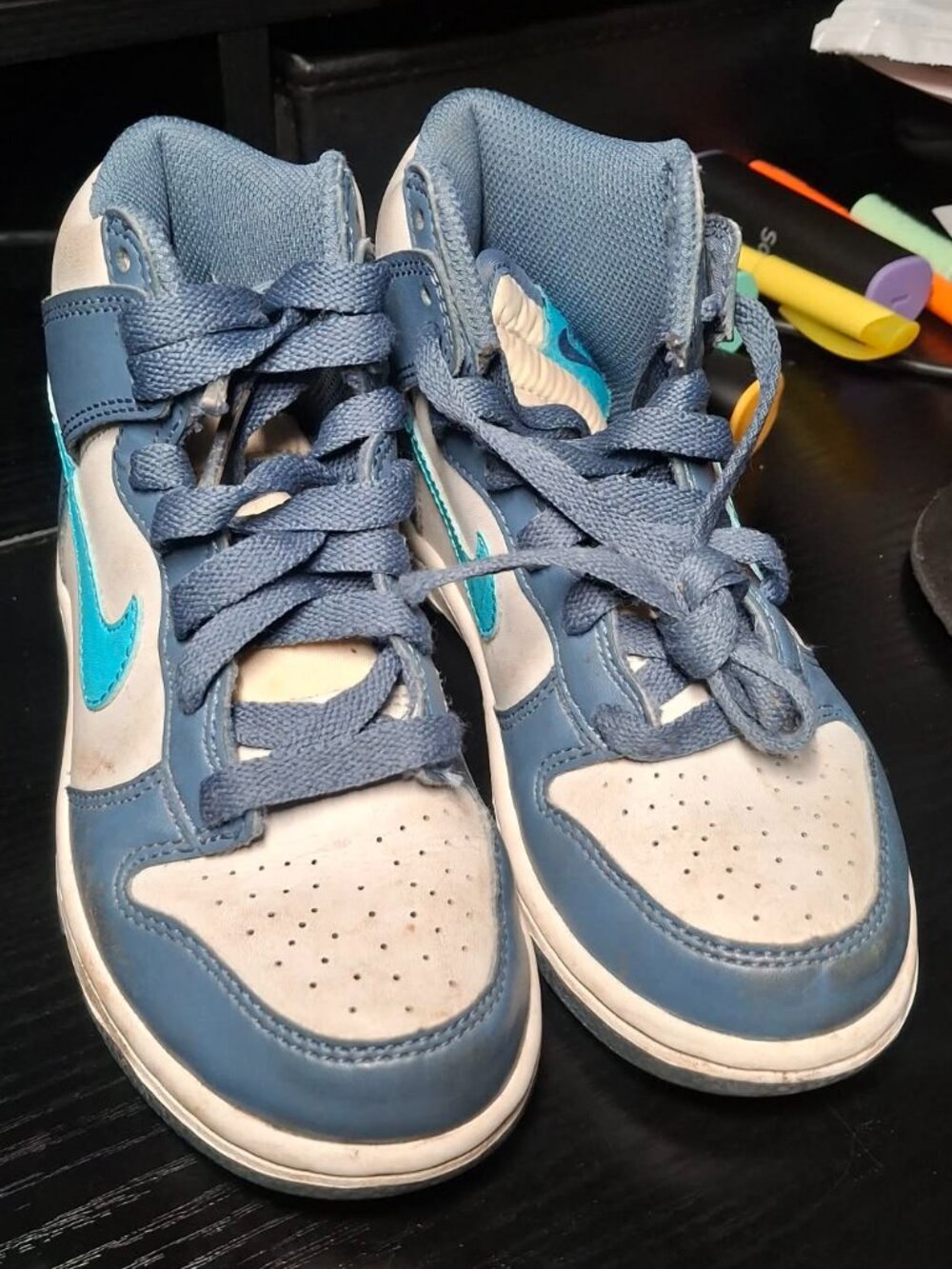 Nike Dunk High Light Bone Diffused Blue Toddler Size 12C ClassicHighTop Sneakers